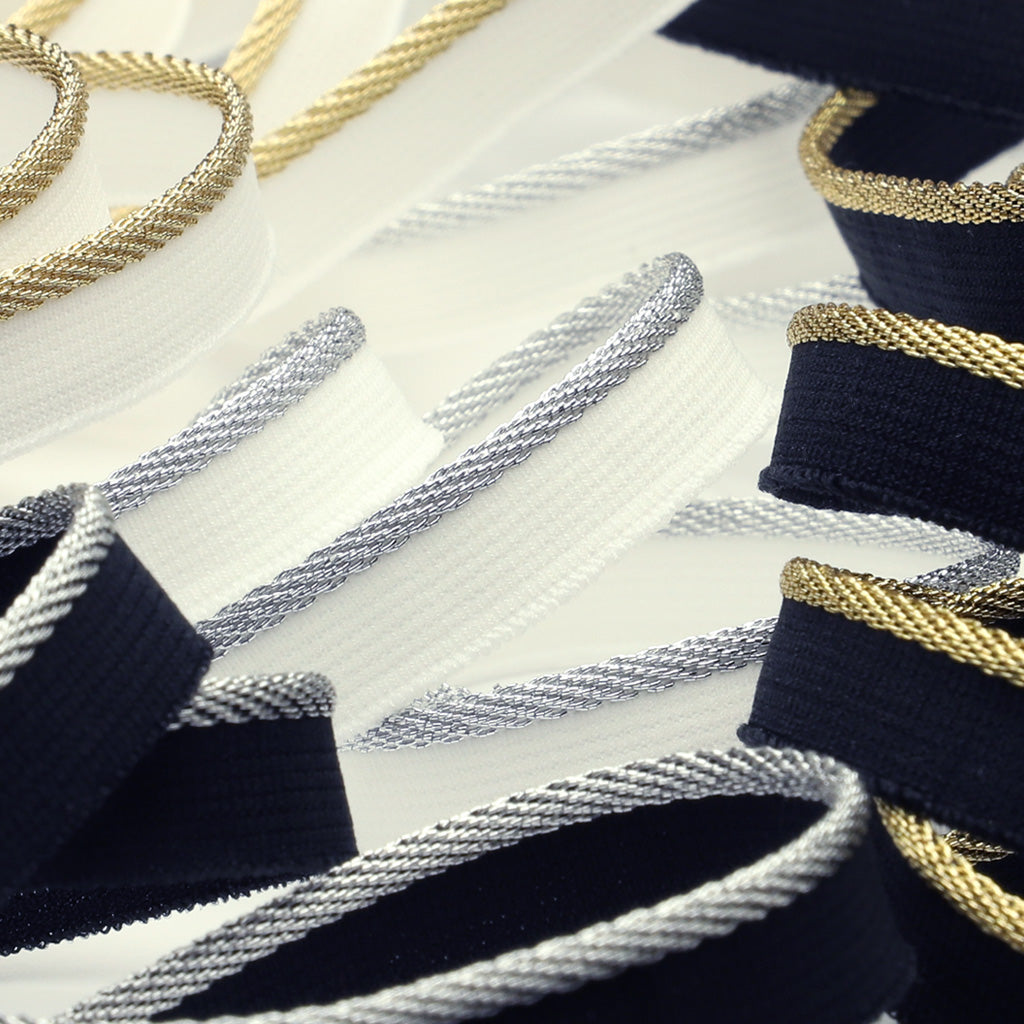 Metallic Stretch Piping #1 White & Silver