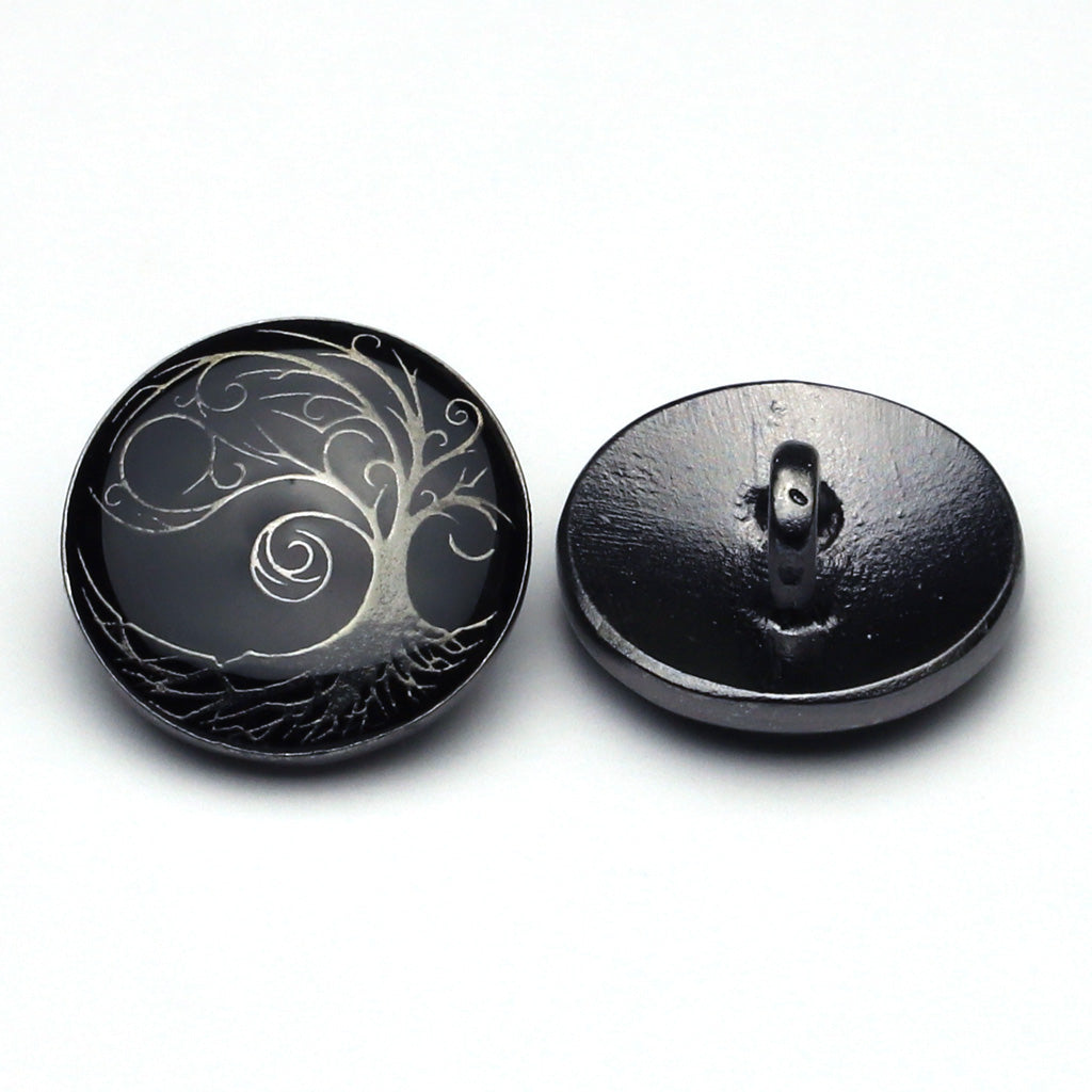 Enamel Button Black & Gunmetal