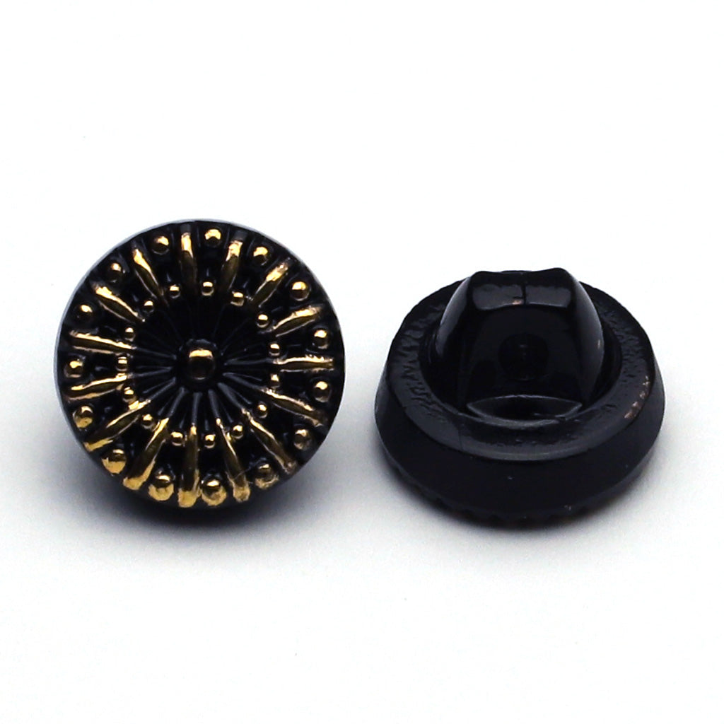 Glass Button Black & Gold