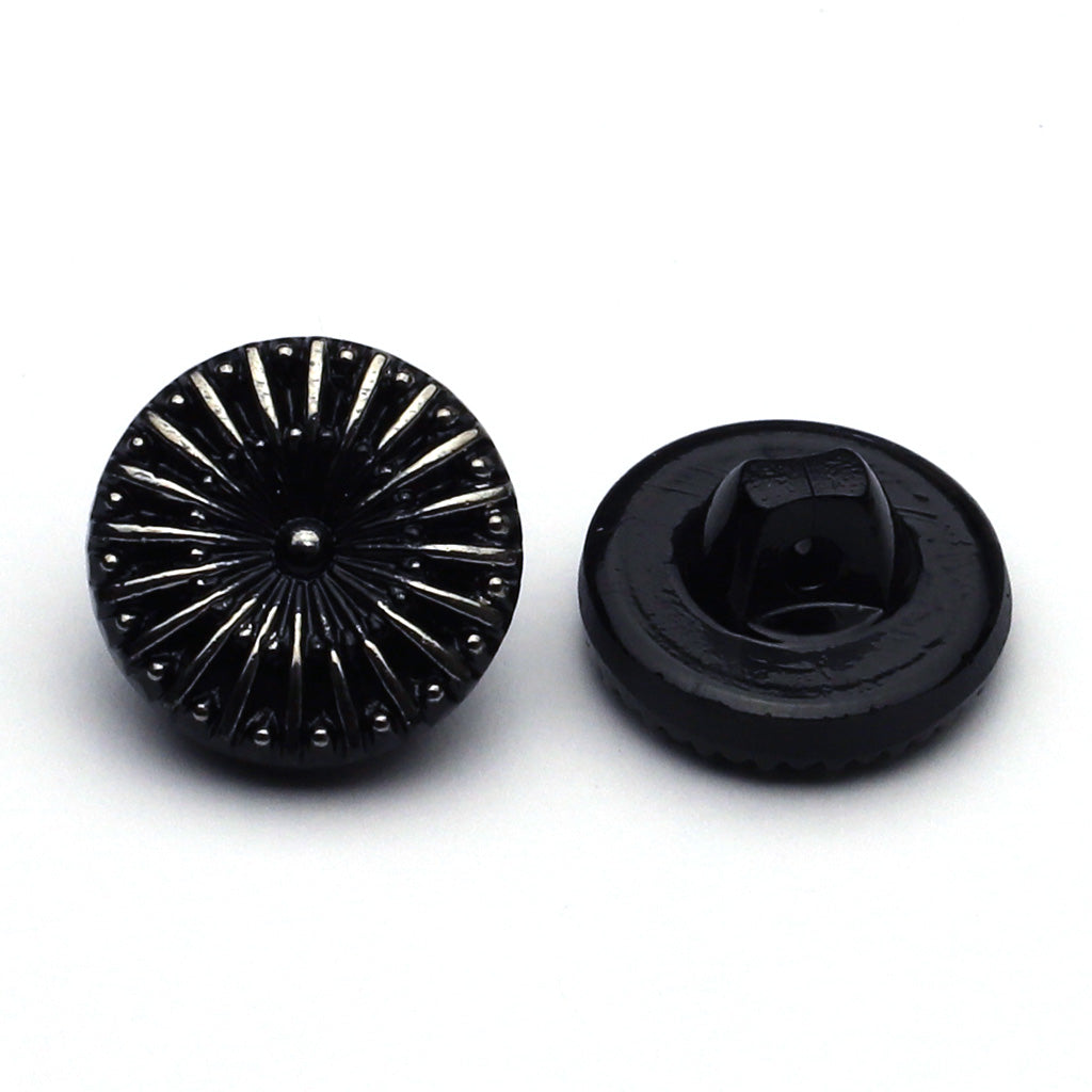 Glass Button Black & Silver