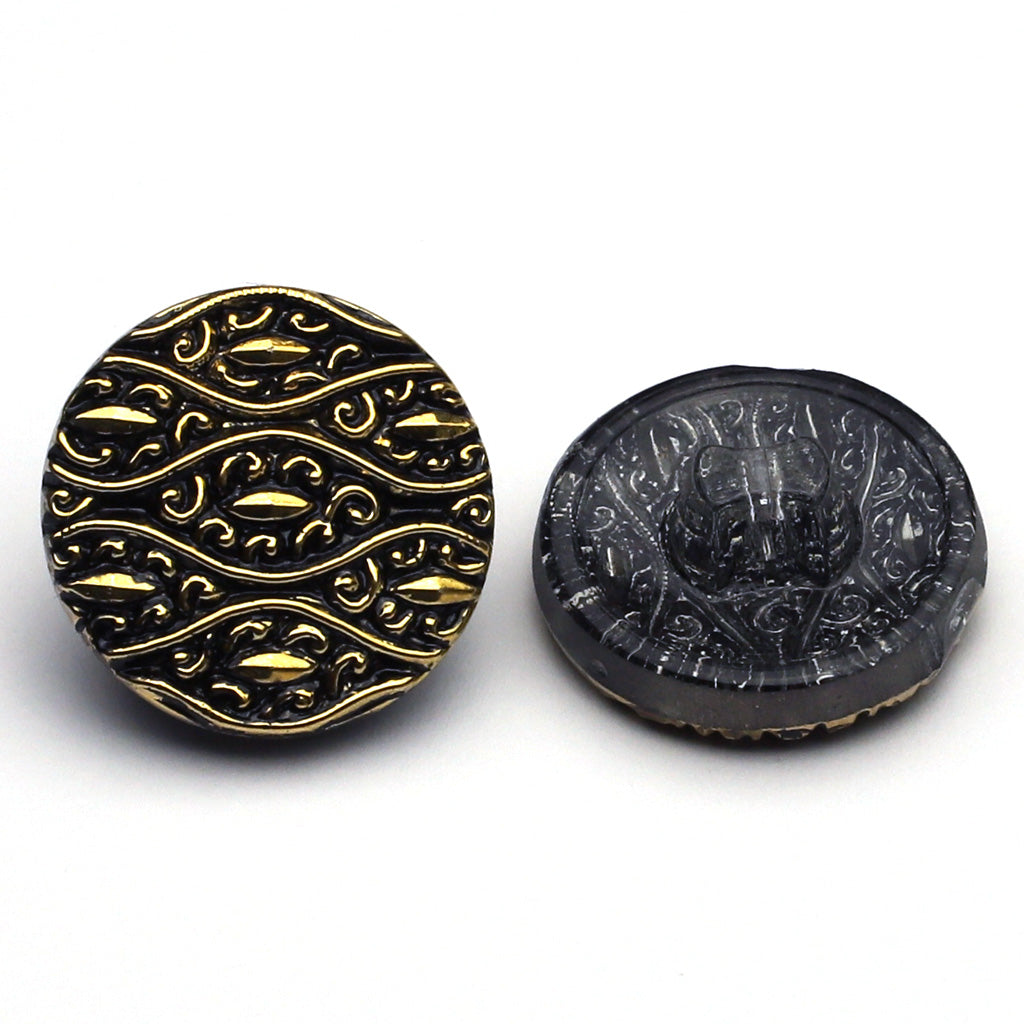 Glass Button Black & Gold