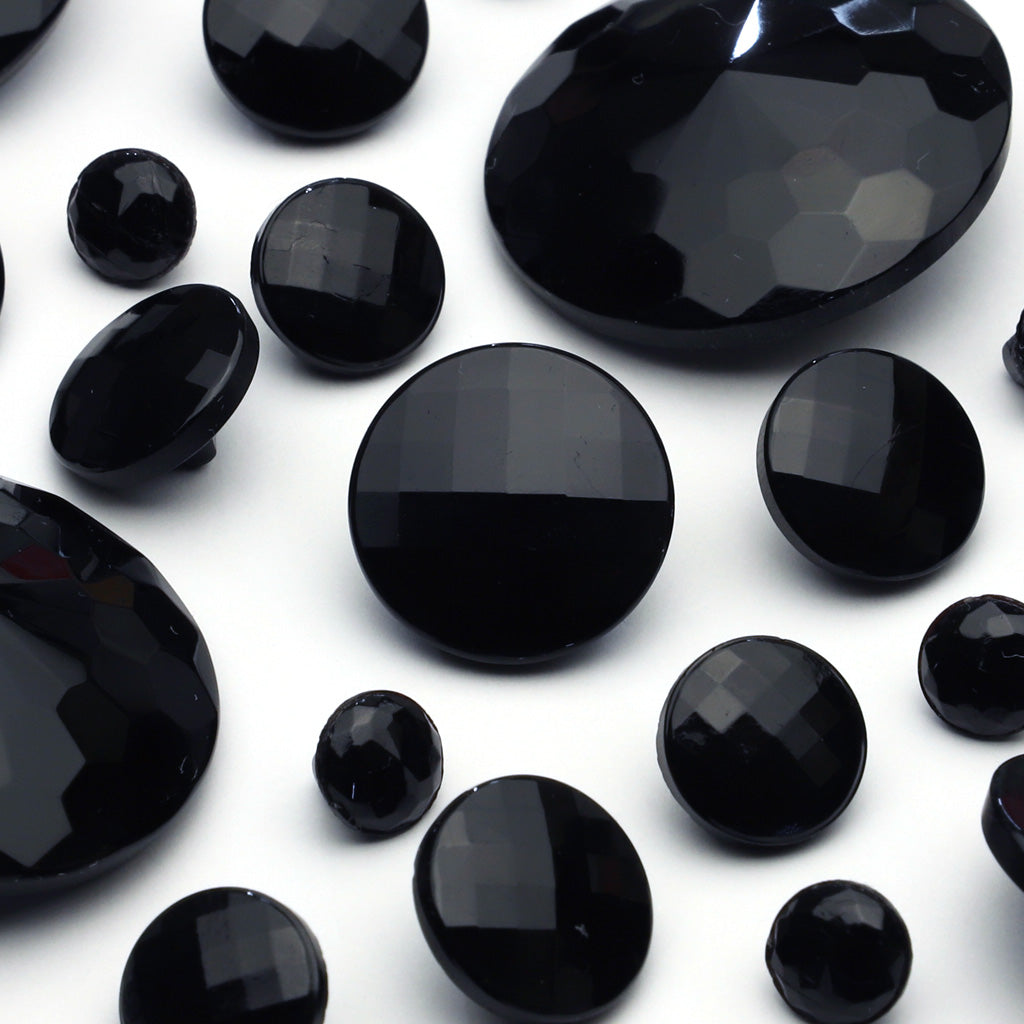 Vintage Glass Button Black