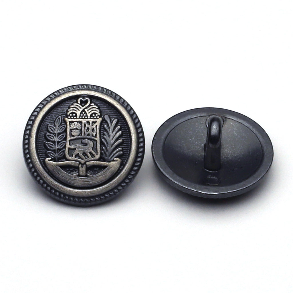Metal Button Gunmetal & Silver