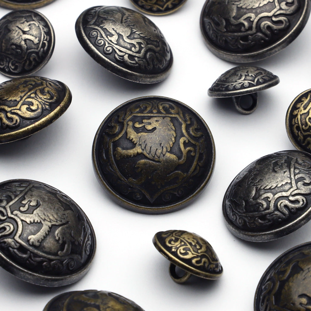 Metal Button Antique Silver