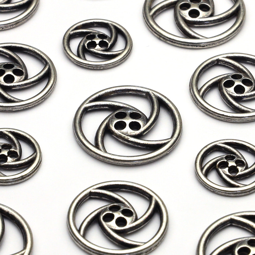Metal Button Antique Silver