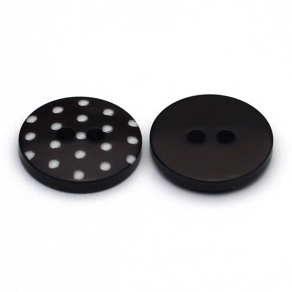 Plastic Button Dark Brown & White