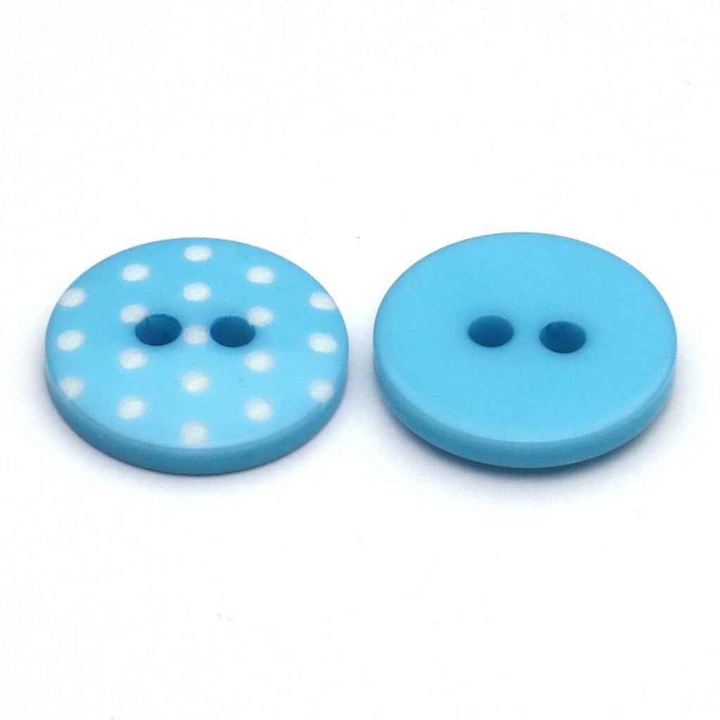 Plastic Button Light Blue & White