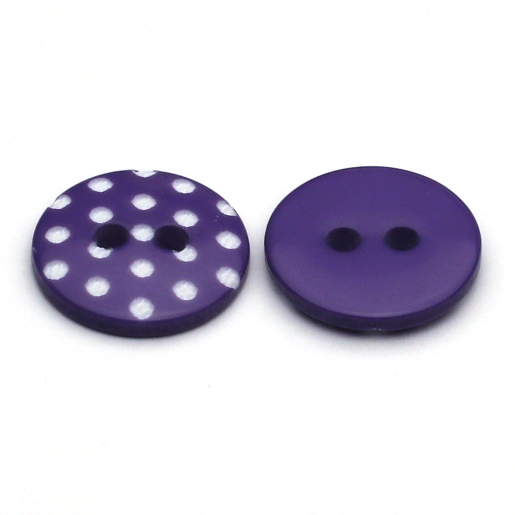 Plastic Button Purple & White