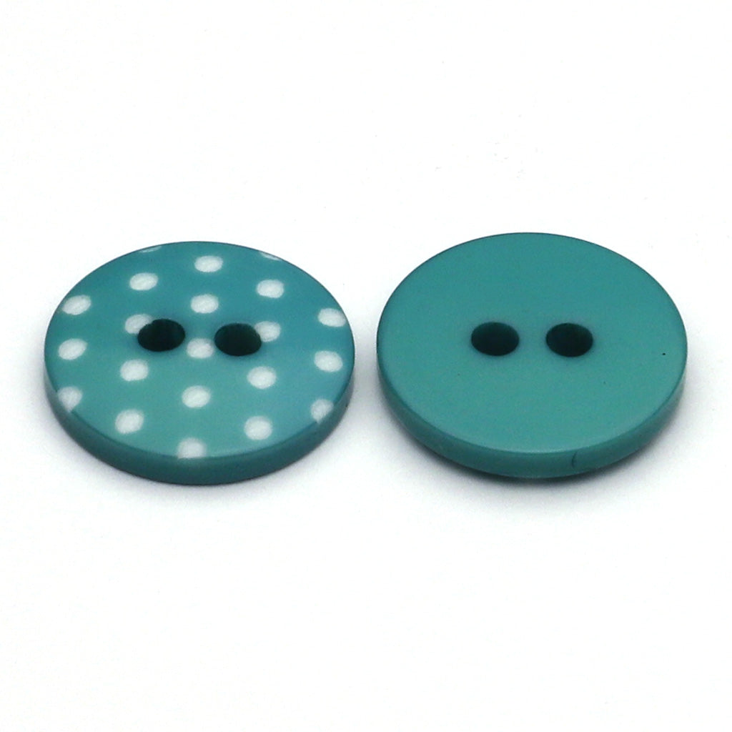 Plastic Button Turquoise & White