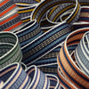 Stripe Grosgrain Ribbon #17 Brown &amp; Navy &amp; Yellow Green