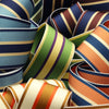 Recycled Polyester Stripe Grosgrain Ribbon #14 Navy &amp; Blue Gray &amp; Beige