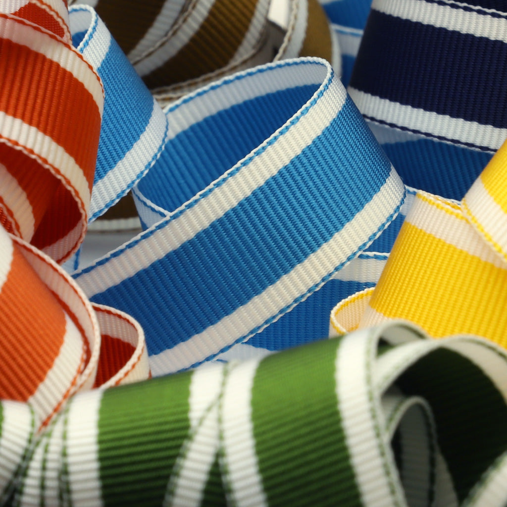 Stripe Grosgrain Ribbon #8 Orange &amp; White
