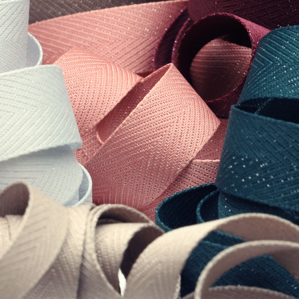Metallic Herringbone Ribbon #01 White