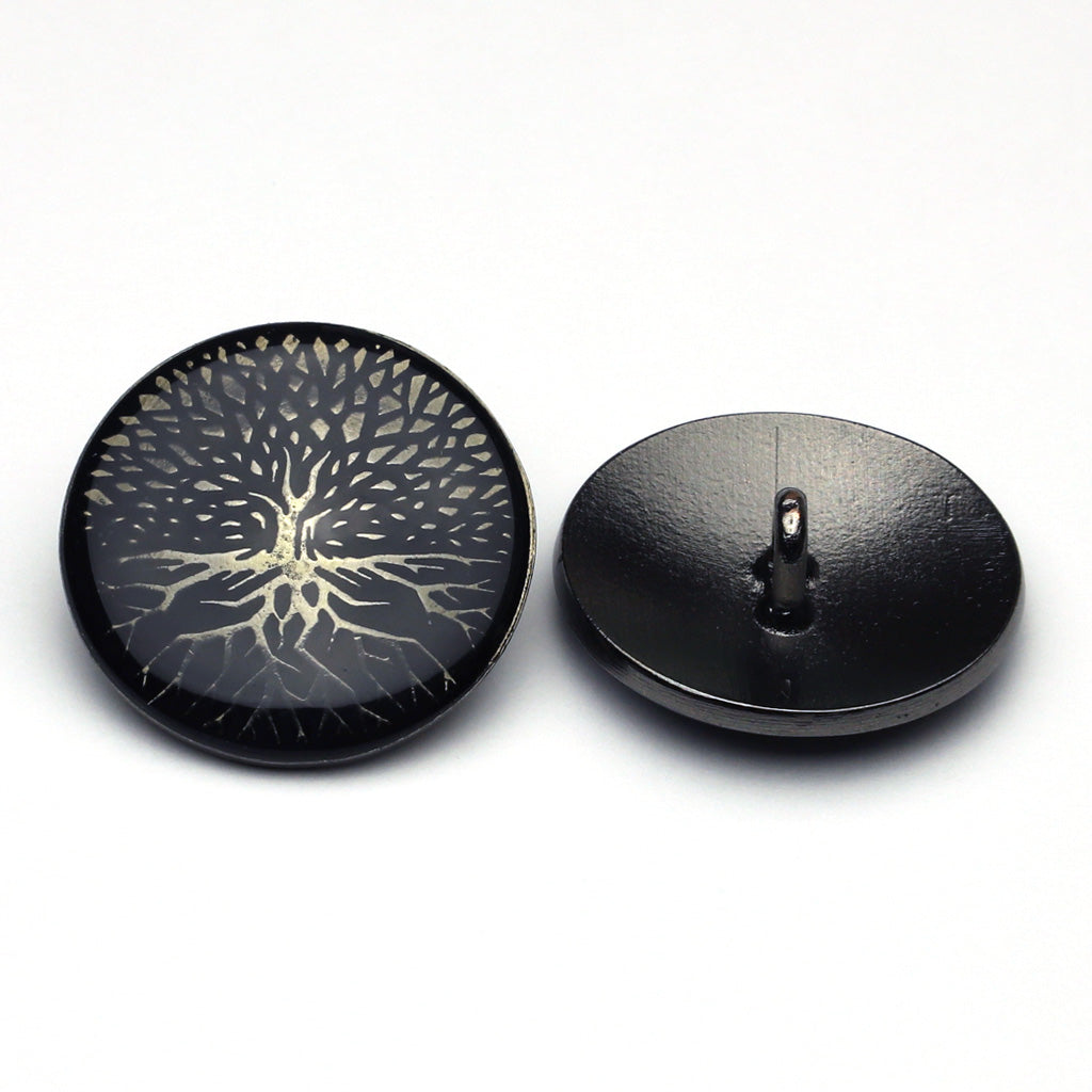 Enamel Button Black & Gunmetal