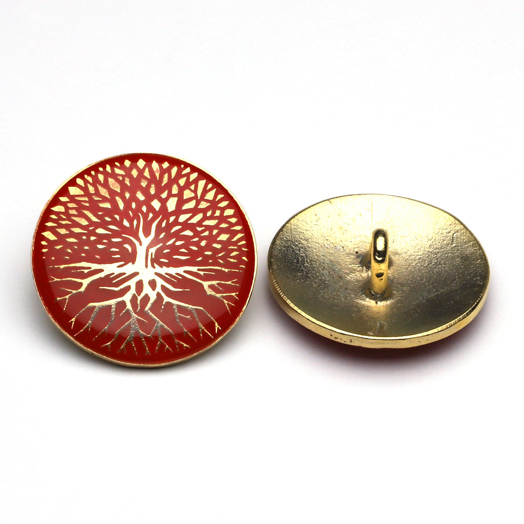 Enamel Button Red & Gold