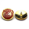 Enamel Button Red &amp; Gold