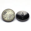 Enamel Button White &amp; Gunmetal