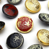 Enamel Button Red &amp; Gold