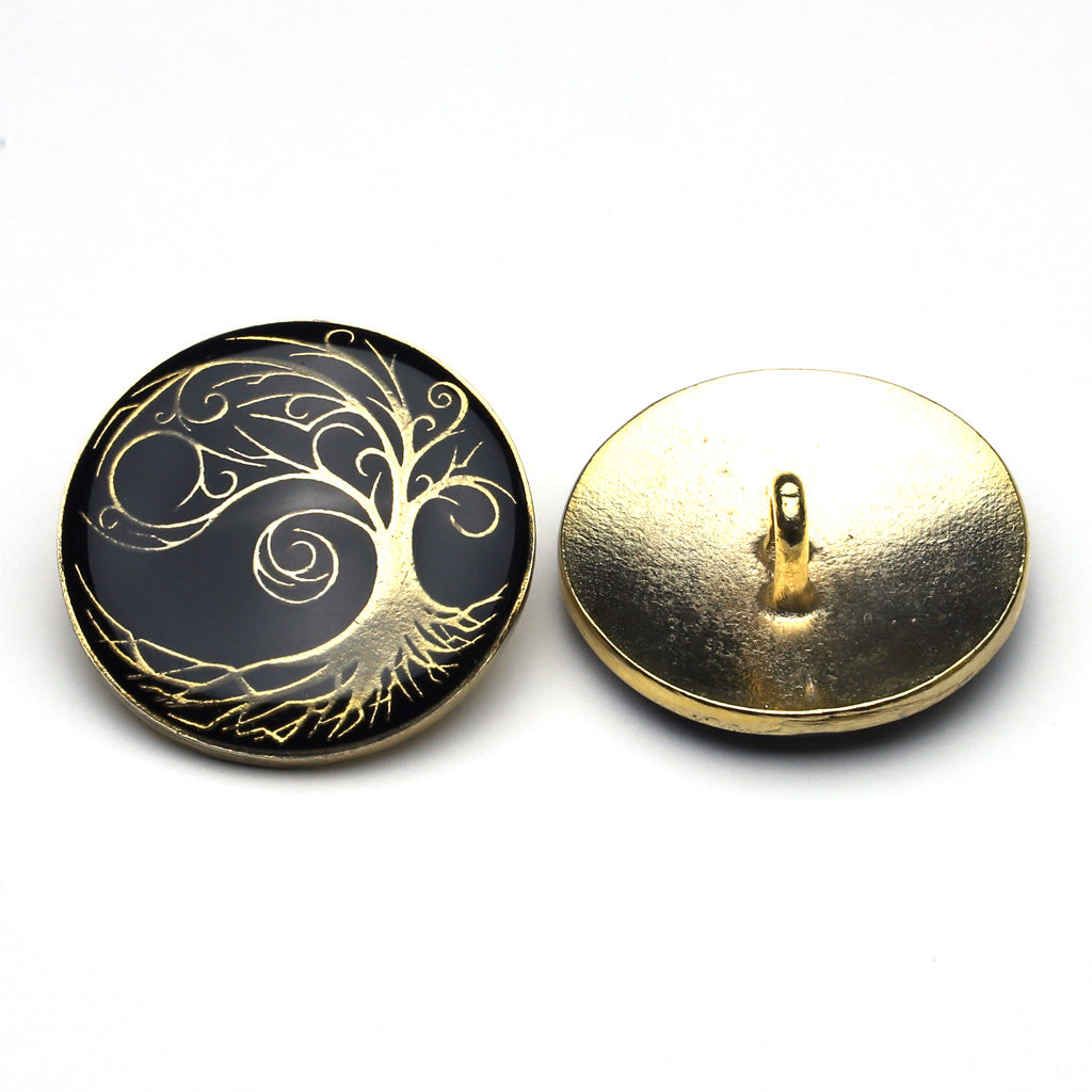 Enamel Button Black & Gold