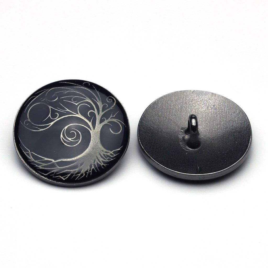 Enamel Button Dark Navy & Gunmetal