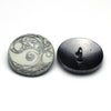 Enamel Button White &amp; Gunmetal