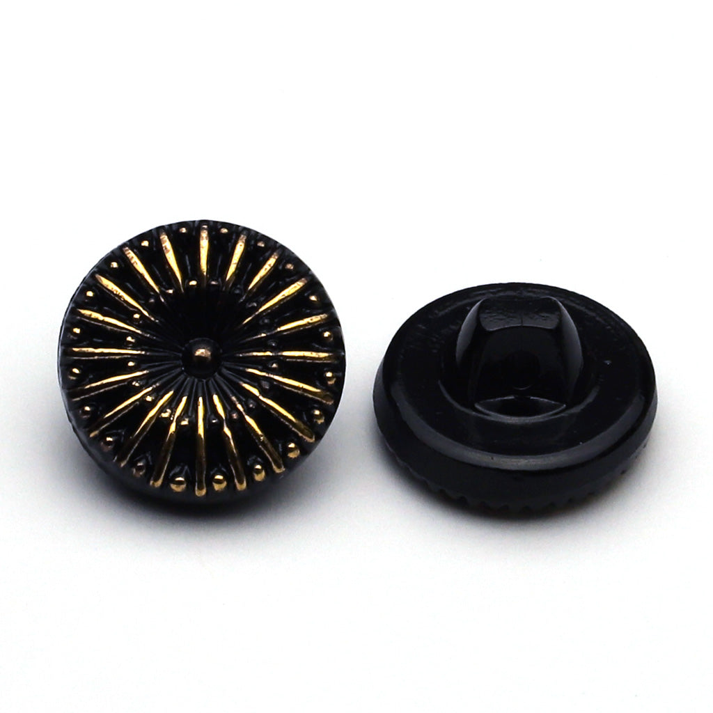 Glass Button Black & Gold