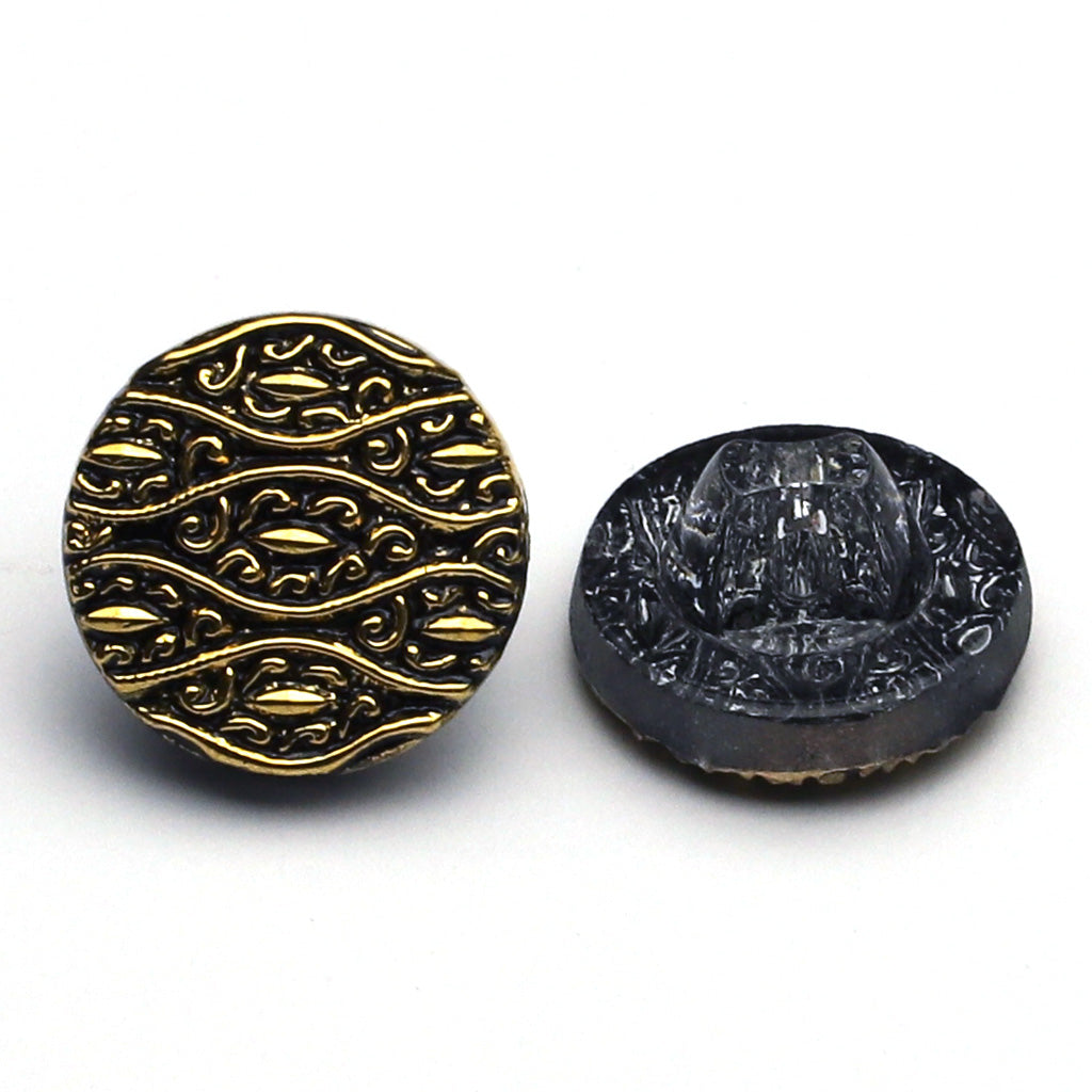 Glass Button Black &amp; Gold