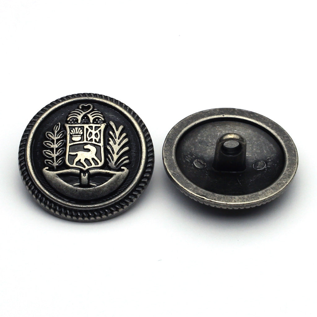 Metal Button Antique Silver