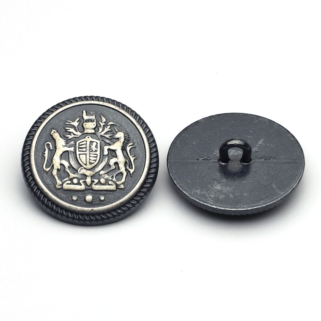 Metal Button Antique Silver