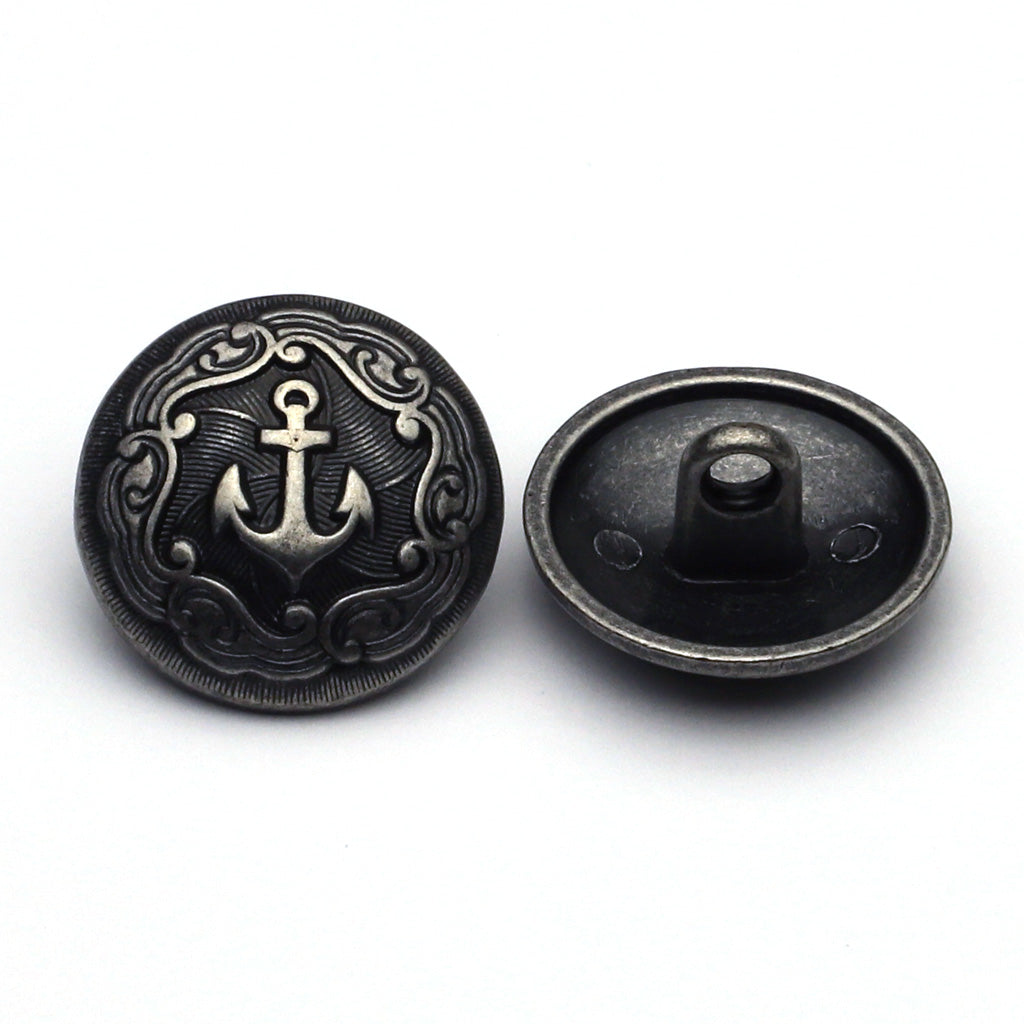 Metal Button Antique Silver