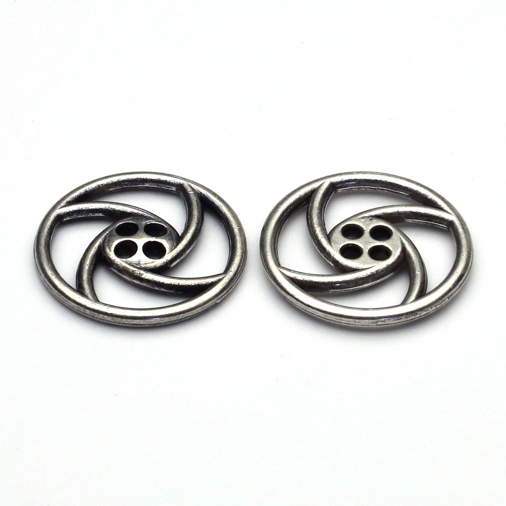 Metal Button Antique Silver