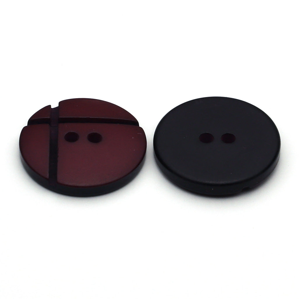 Plastic Button Garnet & Black