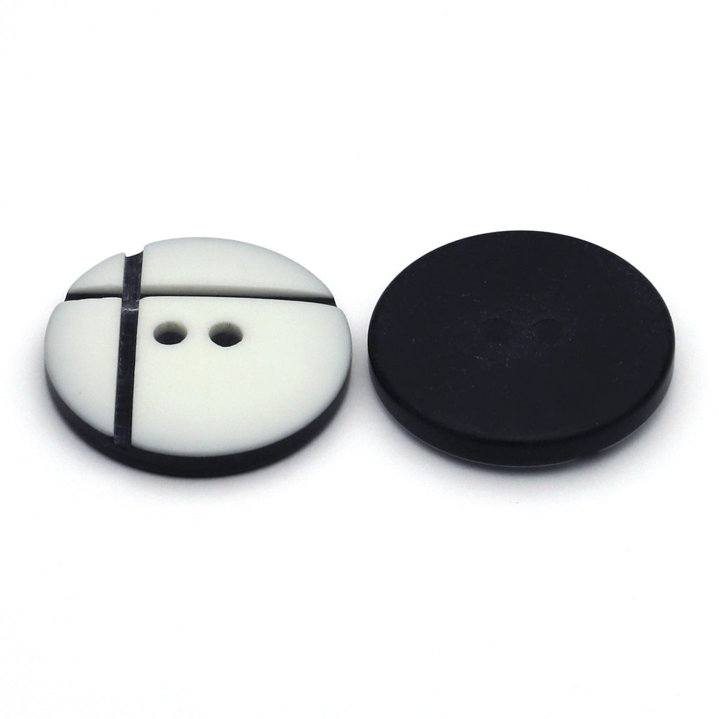 Plastic Button White & Black