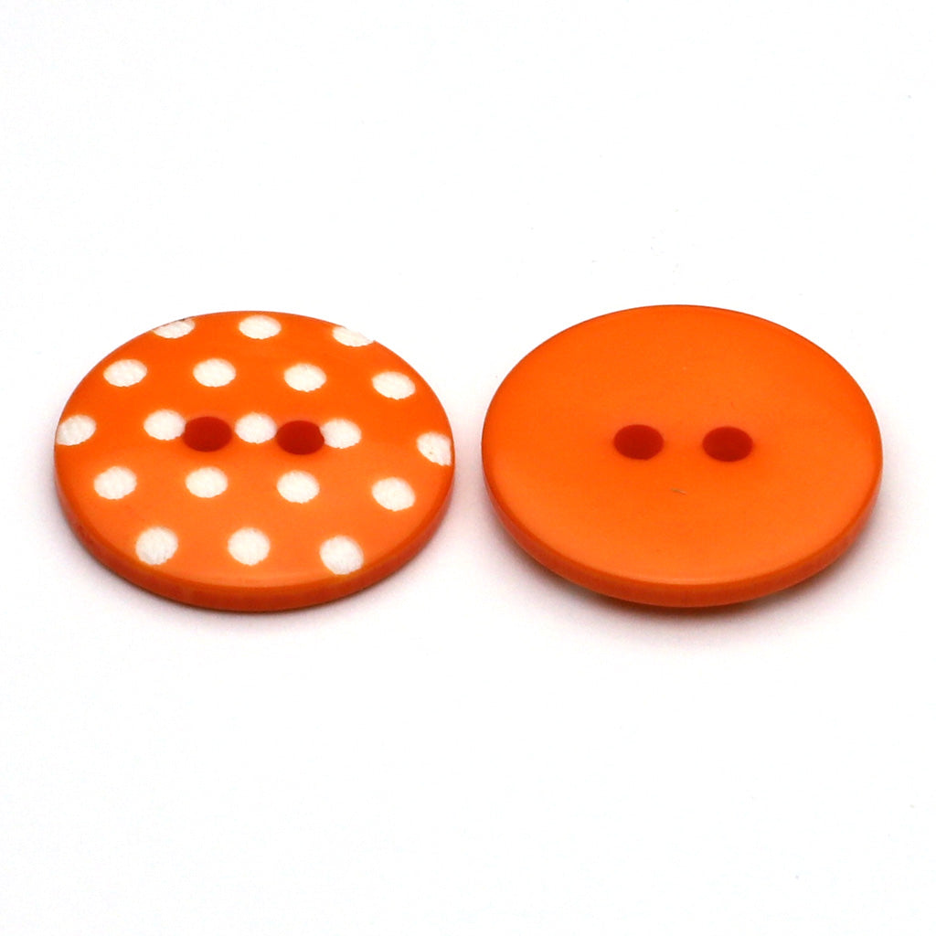 Plastic Button Orange & White