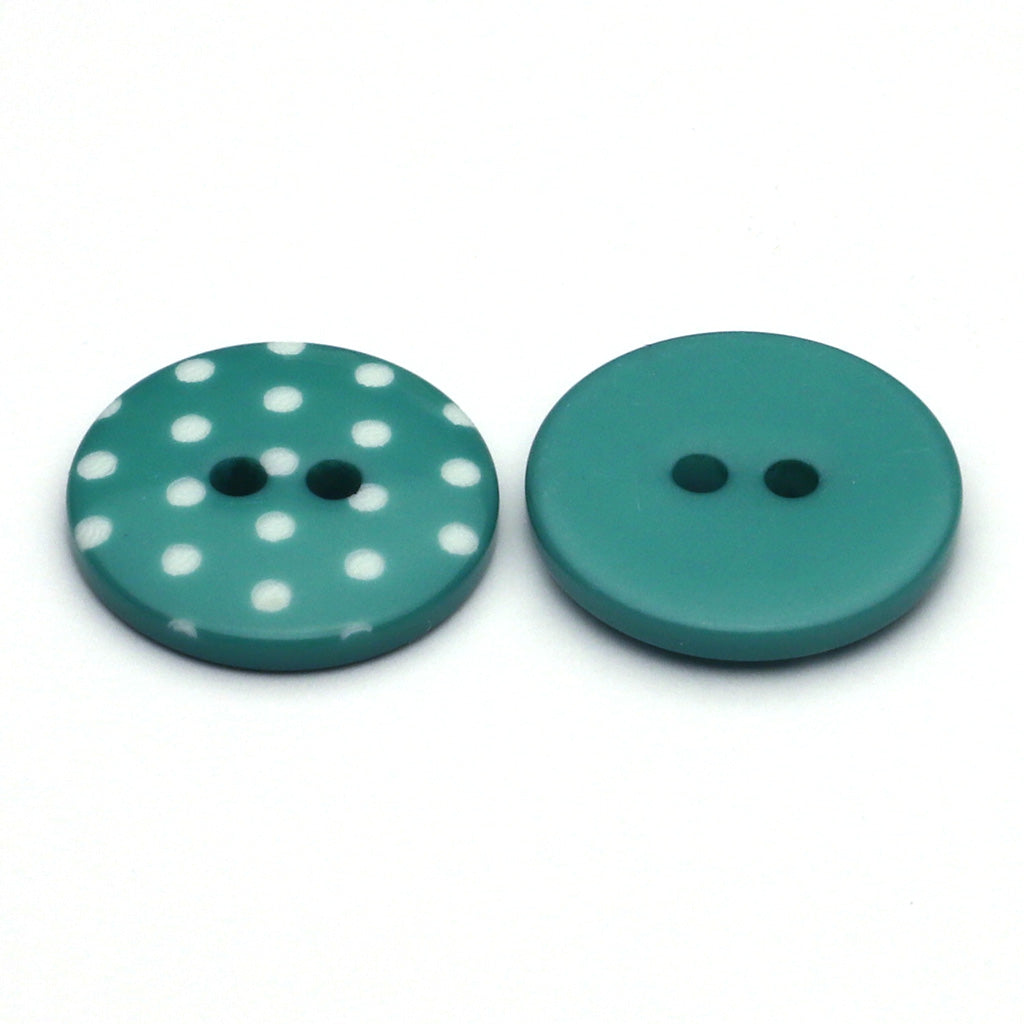 Plastic Button Turquoise & White