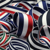 Polyester Stripe Grosgrain Ribbon #02 Rose Red &amp; White &amp; Navy