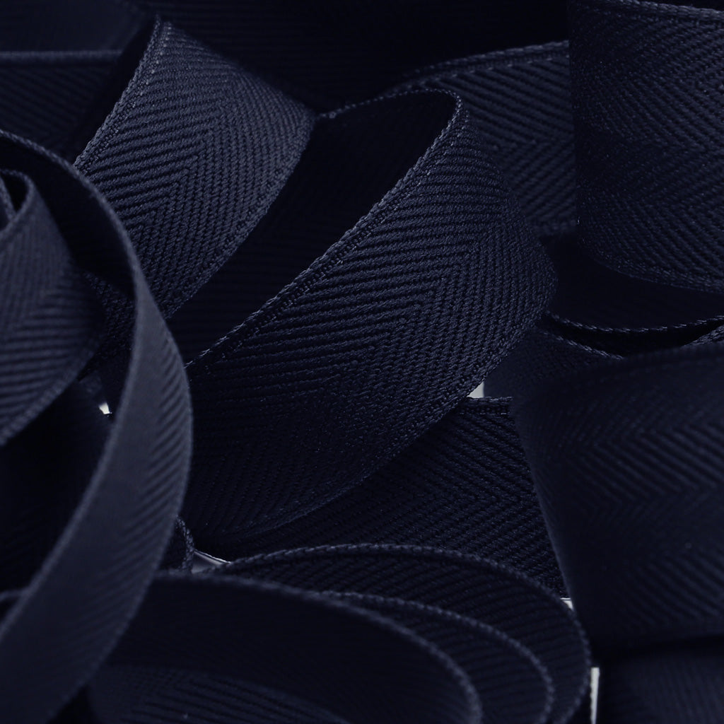 Noir Herringbone Ribbon #50 Black