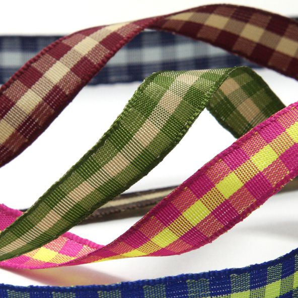 Check Ribbon #5 Grass Green &amp; White