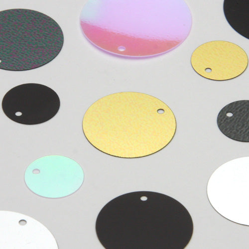 Washable Flat Round Top Hole Sequin #P250 Hematite (Metallic)
