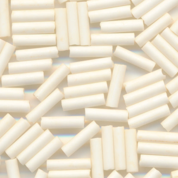 MIYUKI Bugle Seed Beads #2021 Ivory (Opaque Frost Luster)