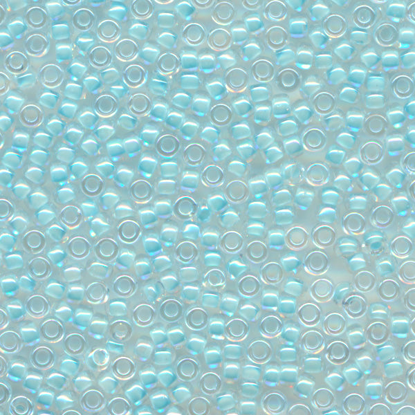 MIYUKI Round Rocaille Seed Beads #220 Light Blue Lined Crystal (Inside Color Luster)