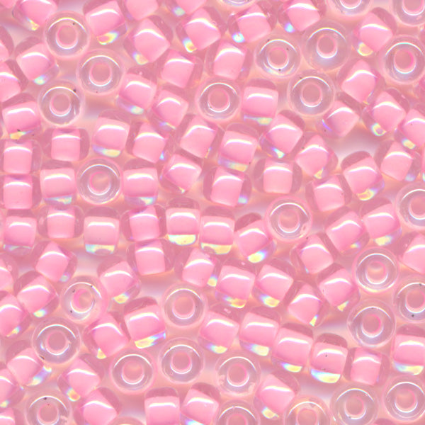 MIYUKI Round Rocaille Seed Beads #207 Light Pink Lined Crystal (Inside Color Luster)