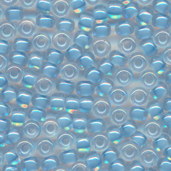 MIYUKI Round Rocaille Seed Beads #221 Sky Blue Lined Crystal (Inside Color Luster)