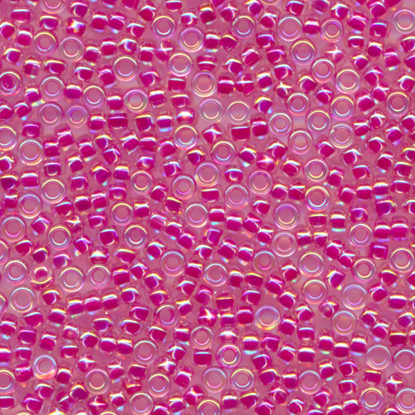 MIYUKI Round Rocaille Seed Beads #355 Magenta Lined Peach (Inside Color Rainbow)