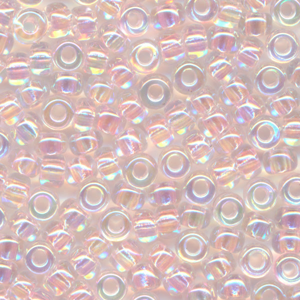 MIYUKI Round Rocaille Seed Beads #265 Pale Pink Lined Crystal (Inside Color Rainbow)