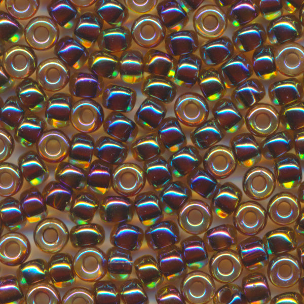 MIYUKI Round Rocaille Seed Beads #357 Root Beer Lined Golden Brown (Inside Color Rainbow)