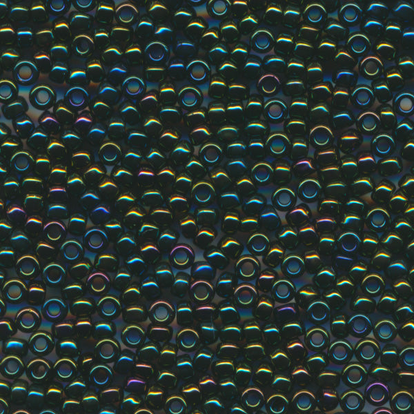 MIYUKI Round Rocaille Seed Beads #453 Iridescent Green (Metallic)