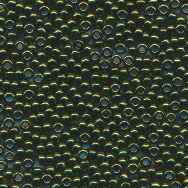 MIYUKI Round Rocaille Seed Beads #459 Green Gold (Metallic)