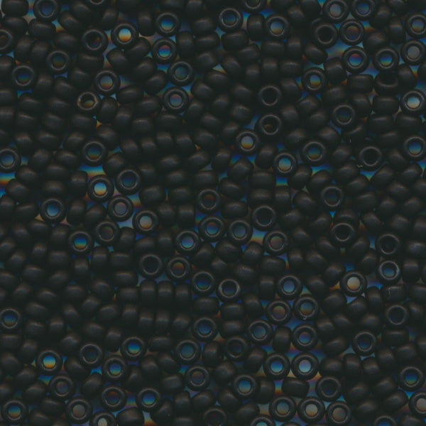 MIYUKI Round Rocaille Seed Beads #401F Black (Opaque Frost)