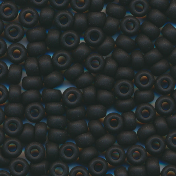 MIYUKI Round Rocaille Seed Beads #401F Black (Opaque Frost)